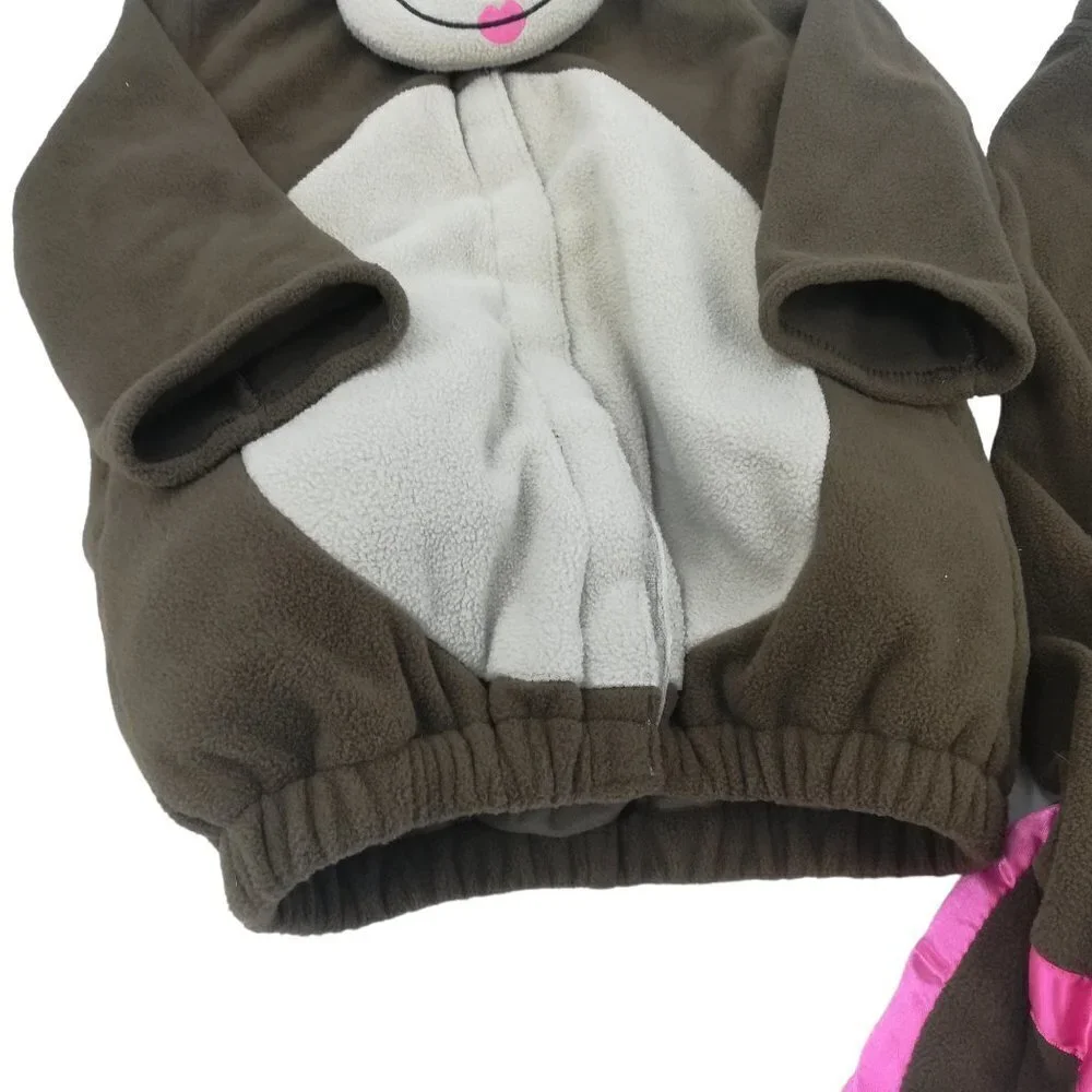 Old Navy Monkey Dress Up Halloween Costume Size 2T-3T Pink Bow Warm Two Piece